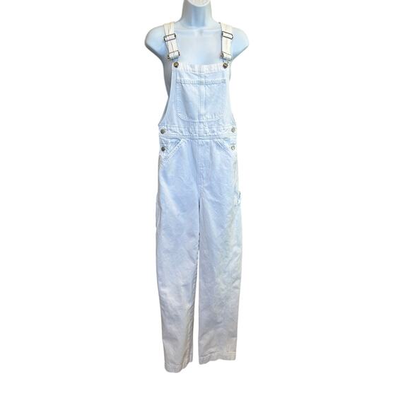 Madewell White Denim Overalls XS Tapered Carpenter Preppy Classic Oversized $158 - Picture 5 of 9